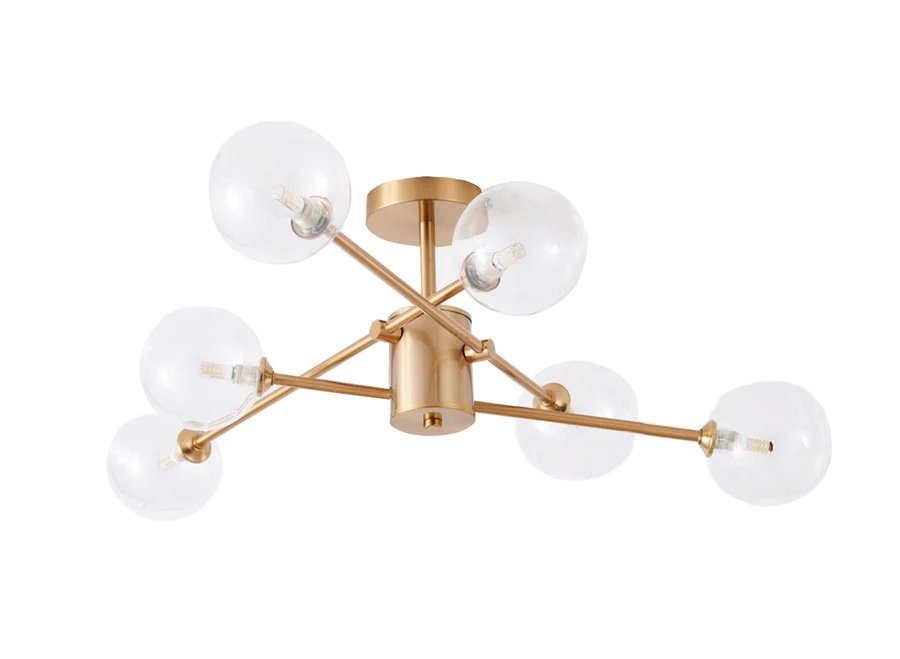 DL930/6 Antique Brass 6 Lt Semi Flush